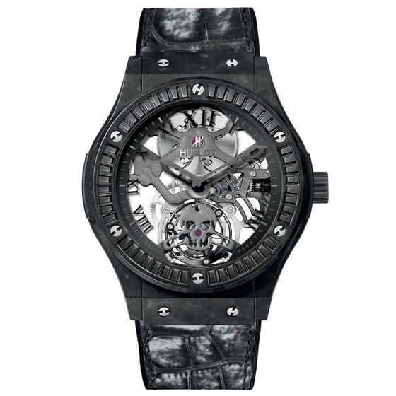 Replica Hublot CLASSIC FUSION TOURBILLON SKELETON BLACK SKULL CARAT 505.UC.0140.LR.1900.SKULL replica Watch